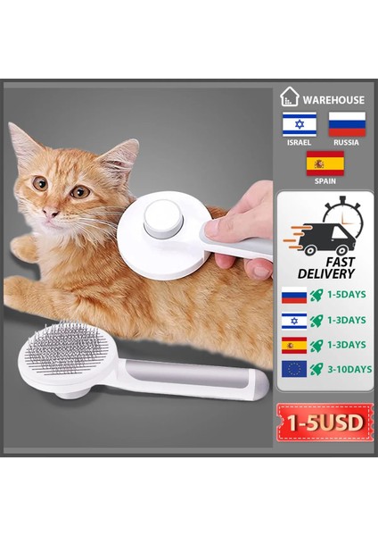 Beyaz Pet Kedi Fırça Köpek Tarak Saç Pet Saç Tarak Kaldırır Kendi Kendini Temizleyen Slicker Fırça Kediler Köpekler Için Karışık Saç Güzellik Ürünleri Kaldırır (Yurt Dışından) fiyatları
