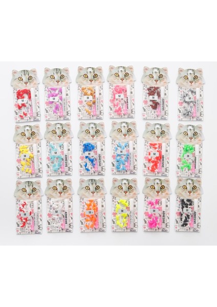 Elektrik Yeşil L 20 Adet/grup Moda Blister Kart Yumuşak Silikon Kedi Tırnak Kapakları Kedi Paw Pençe Pet Tırnak Koruyucu Yapışkan Tutkal ve Aplikatör ile (Yurt Dışından) modelleri