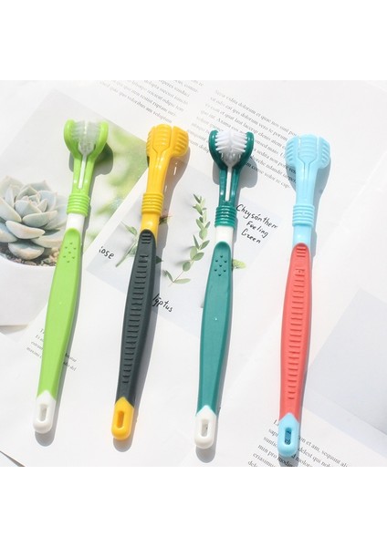 1 Takım Üç Taraflı Pet Diş Fırçası Kedi Köpek Temizleme Fırçası Kötü Nefes Tartar Diş Bakımı Aracı Evrensel Pet Cins Ağız Temizleme Malzemeleri (Yurt Dışından)