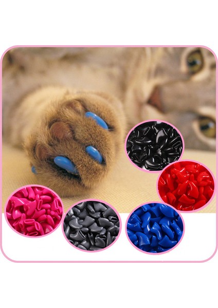 Mavi L 100 Adet Silikon Yumuşak Kedi Tırnak Kapakları Kedi Paw Pençe Pet Tırnak Koruyucu Kediler Tırnak Kapağı Ücretsiz Tutkal ve Aplikatör ile Pet Malzemeleri (Yurt Dışından)