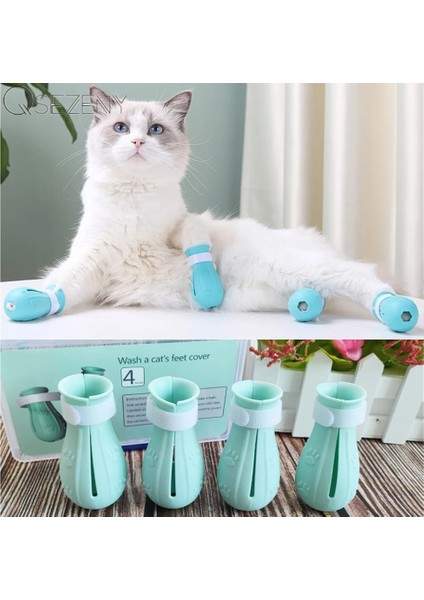 Kutu ile Yükseltme Pembe Anti-Isırma Banyo Yıkama Kedi Pençesi Kapak Kesim Çiviler Ayak Koruyucu Pet Paw Koruyucu Anti-Scratch Kedi Ayakkabı Çizmeler Ayarlanabilir (Yurt Dışından) modelleri