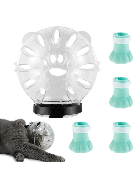 Büyük Kedi Namlu Bot Seti Anti Bite Nefes Alan Kaput Kediler Kask Paw Kapak ile Taşınabilir Astronot Kask Bakım Için (Yurt Dışından)