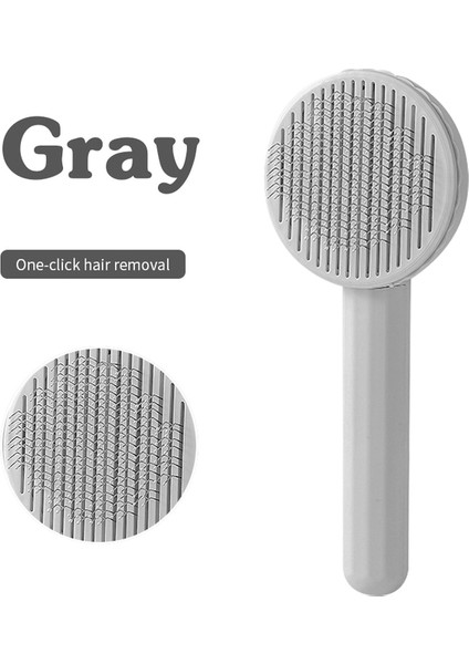 Gri 20X7.5X4 Cm Pet Kedi Tarak Köpek Fırçası Kaldırma Karışık Saç Köpek Bakım Aracı Kendi Kendini Temizleyen Slicker Fırça Yavru Saç Özel Iğne Tarak (Yurt Dışından)