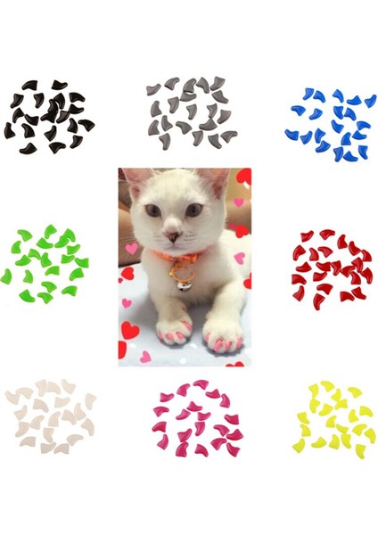 Pembe S 20 Adet Yumuşak Kedi Tırnak Kapakları / Kedi Tırnak Kapağı / Pençe Pençesi / Ücretsiz Tutkal ve Aplikatör ile Pet Silikon Tırnak Koruyucu / Boyut Xs S M L (Yurt Dışından)