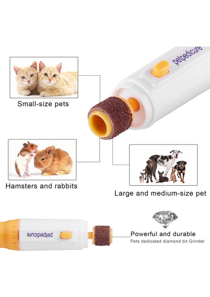 Sarı 17.5x2.3 cm Otomatik Pet Tırnak Makası Pet Tırnak Güzellik Elektrikli Alet Kiti Kedi Köpek Elektrikli Manikür Parmak Paws Bakım Kırpma Aletleri (Yurt Dışından)