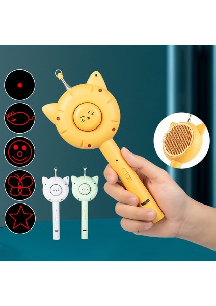 Beyaz Çok Fonksiyonlu Kedi Tarak Epilasyon Fırçası Kedi Alay Sopa Kedi Lazer Pointer Pet Masaj Tarak Bakım Malzemeleri USB Şarj (Yurt Dışından) modelleri