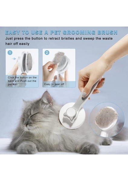 Gri Yeni Pet Kedi Fırça Köpek Tarak Saç Pet Saç Tarak Kaldırır Kendi Kendini Temizleyen Slicker Fırça Kediler Köpekler Karışık Saç Güzellik Aracı Kaldırır (Yurt Dışından) modelleri