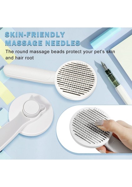 Gri Yeni Pet Kedi Fırça Köpek Tarak Saç Pet Saç Tarak Kaldırır Kendi Kendini Temizleyen Slicker Fırça Kediler Köpekler Karışık Saç Güzellik Aracı Kaldırır (Yurt Dışından) indirimleri