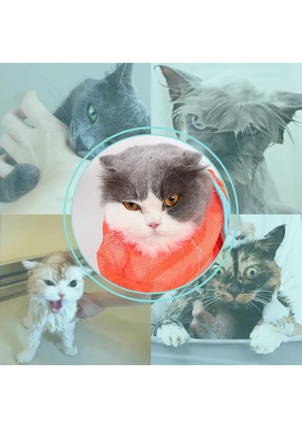 Sarı Gül Kırmızı Örgü Kedi Bakım Banyo Çantası Kısıtlama Kediler Köpekler Pet Manikür Banyo Malzemeleri Için Isırma Ayarlanabilir Yıkama Torbaları Kapmak (Yurt Dışından) modelleri