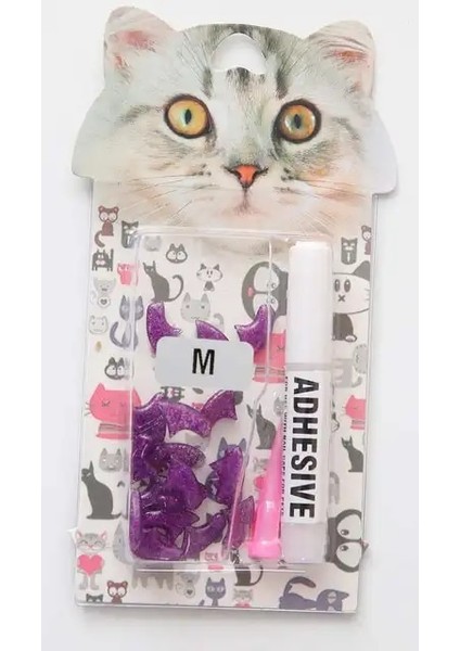 Glitter Voiet M 20 Adet/grup Yeni Blister Kart Yumuşak Silikon Kedi Tırnak Caps Tutkal ve Aplikatör ile Kedi Paw Pençe Pet Tırnak Koruyucu Boyutu Xs/s/m/l (Yurt Dışından)