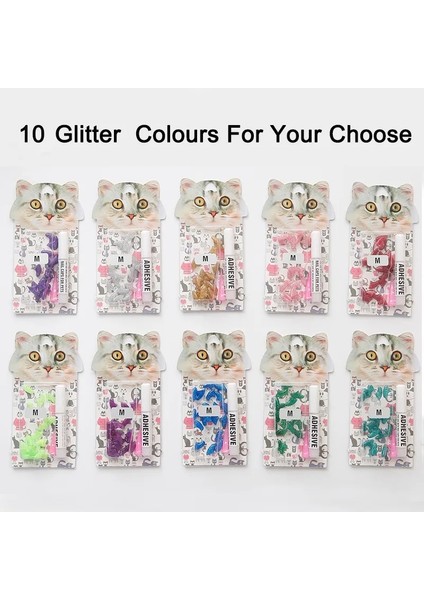 Glitter Voiet M 20 Adet/grup Yeni Blister Kart Yumuşak Silikon Kedi Tırnak Caps Tutkal ve Aplikatör ile Kedi Paw Pençe Pet Tırnak Koruyucu Boyutu Xs/s/m/l (Yurt Dışından)