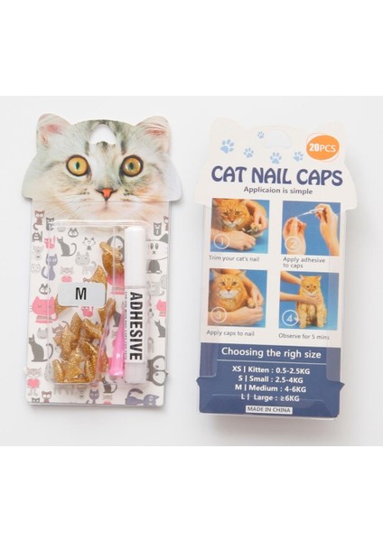 Glitter Voiet M 20 Adet/grup Yeni Blister Kart Yumuşak Silikon Kedi Tırnak Caps Tutkal ve Aplikatör ile Kedi Paw Pençe Pet Tırnak Koruyucu Boyutu Xs/s/m/l (Yurt Dışından)