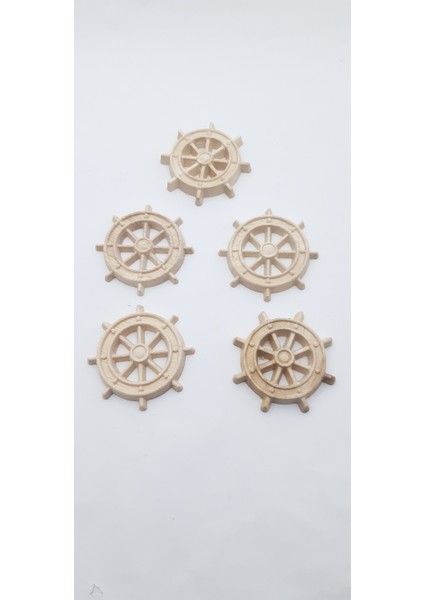 5 Adet 6 cm Çapında Boyasız, Cilasız Ahşap Gemici Dümeni