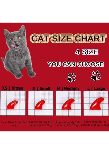 Siyah M 100 Adet Yeni Moda Kedi Tırnak Kapakları Yumuşak Kedi Pençesi Kapaklar Kedi Tırnak Koruyucu Ücretsiz Yapıştırıcı ve Aplikatör ile Boyutu Xs S M L (Yurt Dışından)