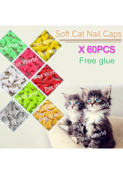 Bronz Glitter S Yenı 60 Adet Kedi Yumuşak Tırnak Caps Pet Kedi Için Paw Pençeleri Talimat ile 3x Ücretsız Süper Yapıştırıcılar ve Aplikatör (Yurt Dışından)
