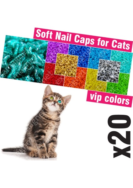 Sarı S Kediler Için 20'li Yumuşak Tırnak Kapakları + 1x Yapıştırıcı Tutkal + 1x Aplikatör /* Xs, S, M, L, Kapak, Kedi, Pençe, Pençe, Zqy */ (Yurt Dışından)