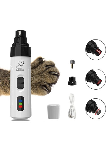 Beyaz Evcil Hayvan Tırnak Kalemtıraş Köpek Kedi Elektrikli Tırnak Törpüsü Makas Şarj Edilebilir Tırnak Makası Led Tırnak Makası Seti Takım Elbise Büyük Evcil Hayvan Için (Yurt Dışından)