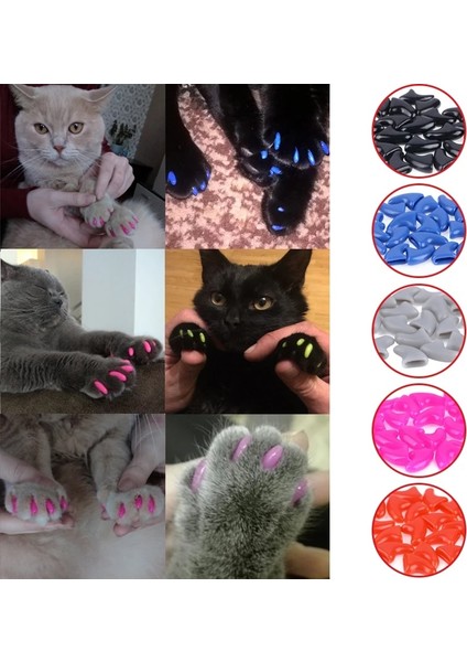 Kırmızı Xs 100 Adet Yeni Moda Renkli Kedi Tırnak Kapakları Kediler Için Yumuşak Pençe Yumuşak Paws Anti-Scratch Kedi Aksesuarları Pet Malzemeleri (Yurt Dışından) fırsatları