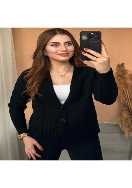 Düğmeli Kısa Şardonlu Hırka 12635