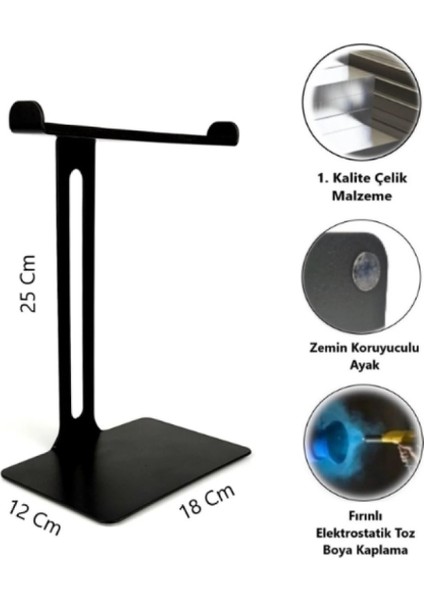 Profesyonel 2'li Metal Kulaklık Standı Headset Stand