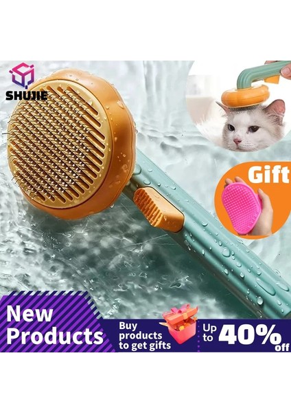 Kabak Rengi Kabak Kendi Kendini Temizleyen Slicker Köpek Kedi Yavrusu Tavşan Için Tarak, Bakım Fırçası Aracı Gevşek Astar Karışık Saçları Yavaşça Kaldırır (Yurt Dışından)