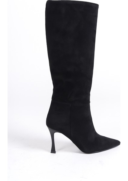 Kadın Süet Uzun Çizme 9 cm İnce Topuk Siyah Şık Tasarım ile Günlük Kullanım İçin fiyatları