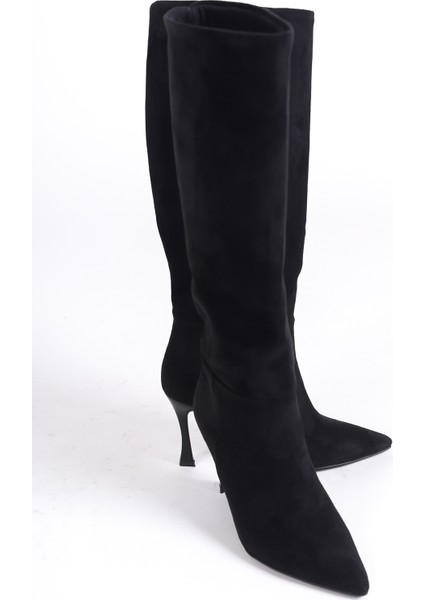 Kadın Süet Uzun Çizme 9 cm İnce Topuk Siyah Şık Tasarım ile Günlük Kullanım İçin fırsatları