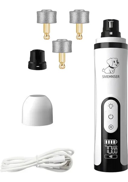 3 Adet Kafaları ile Elektrikli Evcil Hayvan Tırnak Törpüsü LED Işık ile Kedi Köpekler Tırnak Makası USB Şarj Edilebilir Pençeleri Tırnak Kesici Evcil Hayvan Bakım Giyotin Malzemeleri (Yurt Dışından)