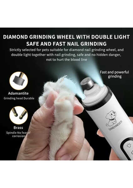 3 Adet Kafaları ile Elektrikli Evcil Hayvan Tırnak Törpüsü LED Işık ile Kedi Köpekler Tırnak Makası USB Şarj Edilebilir Pençeleri Tırnak Kesici Evcil Hayvan Bakım Giyotin Malzemeleri (Yurt Dışından)