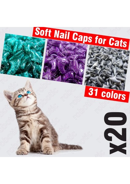 Yeşil M 20 Adet - Kediler Için Yumuşak Tırnak Başlıkları + 1x Yapışkan Tutkal + 1x Aplikatör /* Xs, S, M, L, Kapak, Kedi, Pençe, Pençe, Wmc */ (Yurt Dışından) fiyatları