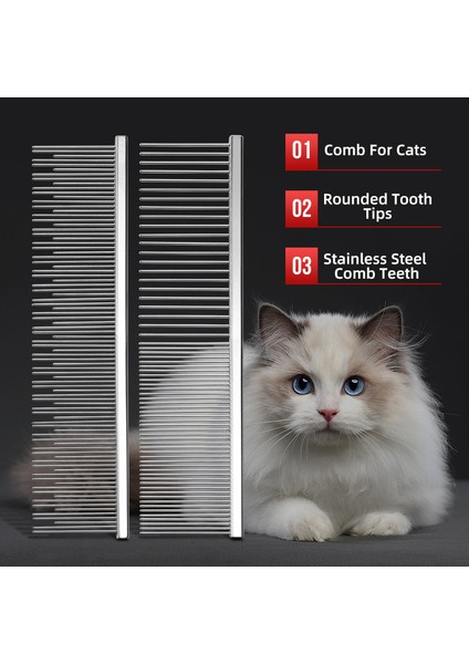Orta Profesyonel Kedi Bakım Saç Tarağı Yuvarlak Dişler Cilde Zarar Vermez Kedi Masaj Tarağı, Kedi Bakım Tarağı, Uzun Saç Tarağı Kedi (Yurt Dışından)