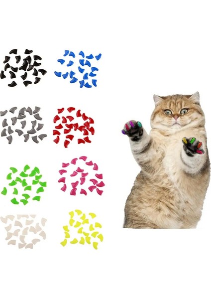 Sarı L 20 Adet Yumuşak Plastik Renkli Kedi Tırnak Kapakları Pençe Pençe Koruyucu Kapak Tutkal ile Profesyonel Pet Tırnak Kapakları Pet Kediler Için (Yurt Dışından) fiyatları