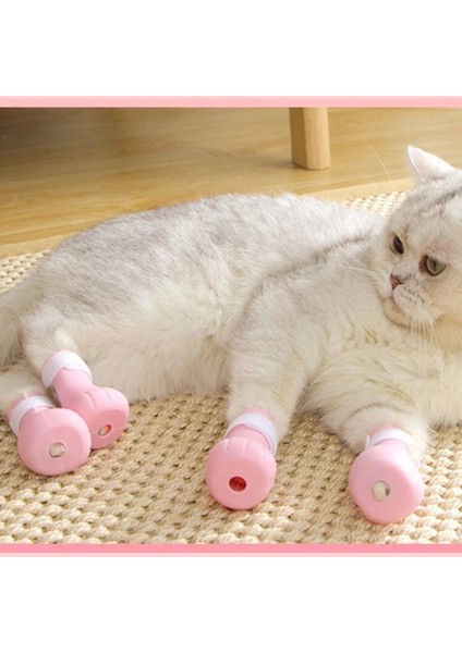 Yeşil 4 Adet Anti-Isırma Banyo Yıkama Kedi Pençesi Kapak Kesim Çivi Ayak Koruyucu Pet Paw Koruyucu Anti-Scratch Kedi Ayakkabı Çizmeler Ayarlanabilir (Yurt Dışından) modelleri