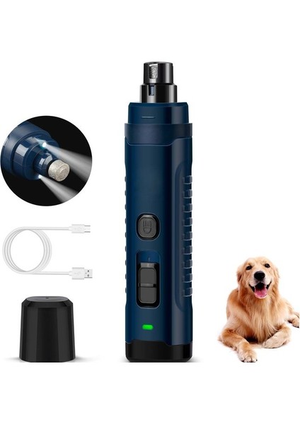 N50 Koyu Mavi Pawsunday Köpek Tırnak Öğütücü 2 Led Işık İle 8000-10000 Rpm Köpek Kedi Ve Küçük Hayvan Için Elektrikli Pet Tırnak Giyotin (Yurt Dışından)