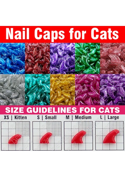 Mavi L 120 Adet - Kediler Için Parıltılı Yumuşak Tırnak Kapakları + 6x Yapışkan Tutkal + 6x Aplikatör /* Xs, S, M, L, Pençe, Pençe, Kapak, Lot, Kedi */ (Yurt Dışından) fiyatları