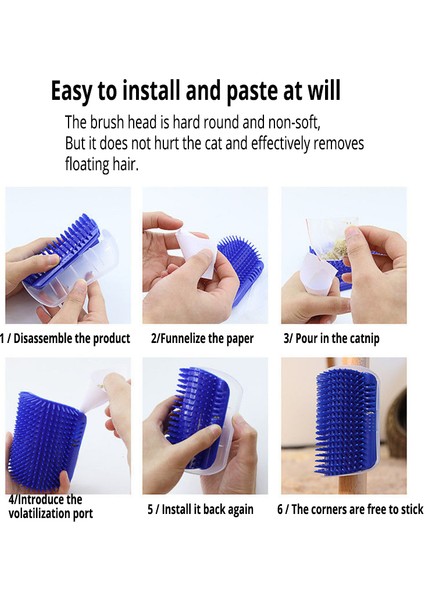Mavi 13CMX8.5CMX3.5CM Kediler Fırça Köşe Scratcher Sürtünme Kedi Masajı Kendini Damat Catnip ile Evcil Hayvan Saç Çıkarıcı Fırça Kedi Köpek Bakım Tarağı Evcil Hayvan Kaynağı (Yurt Dışından) modelleri