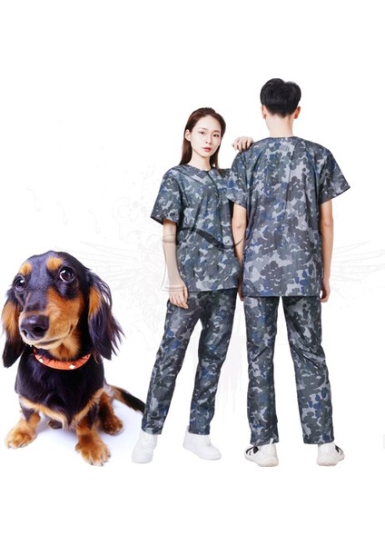 Kamuflaj Pantolon M Kedi Köpek Banyo Su Geçirmez Üniforma Evcil Hayvan Bakıcı Su Geçirmez Iş Elbiseleri Pet Shop Kesme Yapışmaz Saç Tulum Kamuflaj (Yurt Dışından)