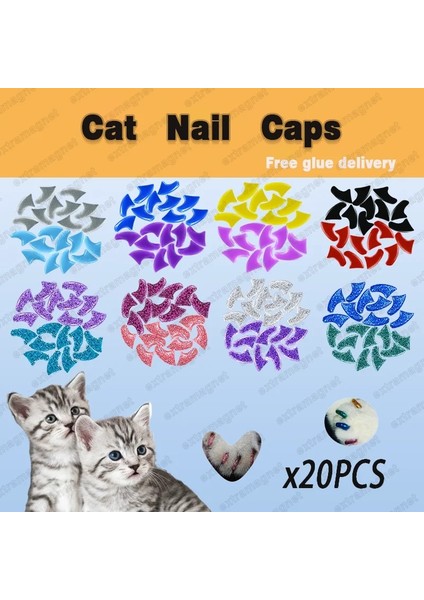 Pembe Xs Yeni Çift Renkli Kediler Için 20'li Yumuşak Tırnak Kapakları + 1x Yapışkan Tutkal + 1x Aplikatör /* Xs, S, M, L, Kapak, Kedi, Pençe, Pençe, Xzo */ (Yurt Dışından) modelleri