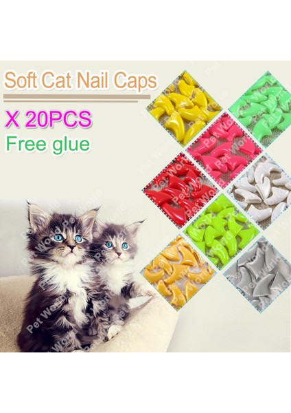 Lazer Gümüş M 20 Adet / Torba Yumuşak Kedi Tırnak Kapakları / Kedi Tırnak Kapakları / Pençe Kapakları / Yapışkanlı Tutkal İle Evcil Hayvan Tırnak Koruyucusu Boyut Xs S M L (Yurt Dışından)