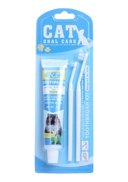 Mavi 3 Pcs Kedi Diş Fırçası Enzimatik Diş Macunu Seti, Diş Temizleme Taze Nefes Kiti Diş Bakımı Kılavuzu, Köpek Plak Temizleme Kiti, Veteriner Formüle Edilmiş (Yurt Dışından)