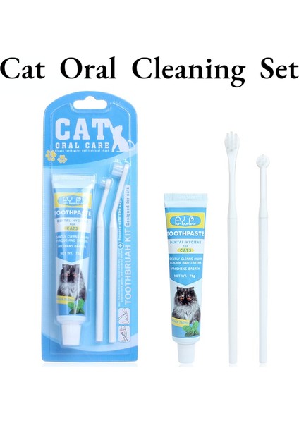 Mavi 3 Pcs Kedi Diş Fırçası Enzimatik Diş Macunu Seti, Diş Temizleme Taze Nefes Kiti Diş Bakımı Kılavuzu, Köpek Plak Temizleme Kiti, Veteriner Formüle Edilmiş (Yurt Dışından)