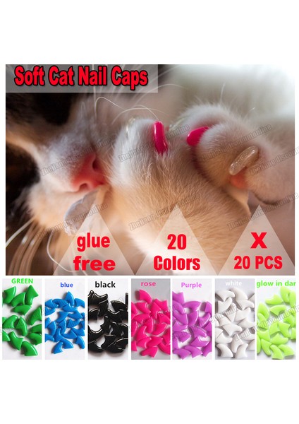 Altın Parıltılı Xs 20 Adet/grup Yumuşak Kedi Silikon Tırnak Kapakları Yumuşak Kedi Paw Pet Tırnak Koruyucu Yapışkan Tutkal ve Aplikatör ile Boyutu Xs S M L (Yurt Dışından) fiyatları