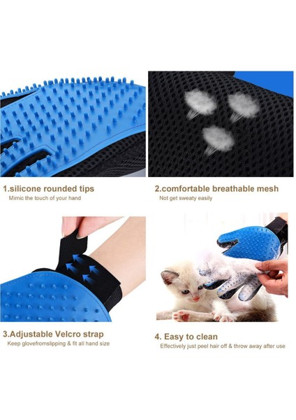 Koyu Mavi Sağ El Bir Boyut Evcil Hayvan Bakım Dökülme Fırçası Eldiven Etkili Temizlik Sırt Masajı Hayvan Banyo Kürk Epilasyon Kedi Köpek Taraklar (Yurt Dışından) fiyatları
