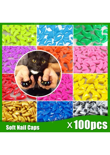 Curry L Yeni Moda Düz Renk 100 Adet/grup Kedi Tırnak Kapakları Kedi Yumuşak Pençe Kedi Paws 5 * Yapıştırıcı Tutkal 4 Kedi Boyutu (Yurt Dışından)