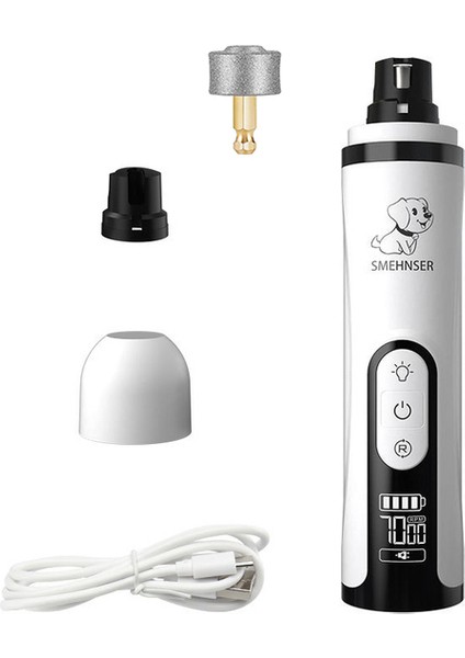 1 Adet Kafaları ile Elektrikli Evcil Tırnak Törpüsü LED Işık ile Kedi Köpekler Tırnak Makası USB Şarj Edilebilir Pençeleri Tırnak Kesici Evcil Bakım Giyotin Malzemeleri (Yurt Dışından)