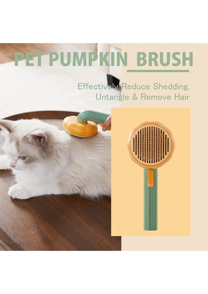 Kabak Mor Kedi Fırça Tarak Köpekler Kediler Için Pet Kabak Tarak Köpek Saç Çıkarıcı Fırça Pet Saç Dökülme Kendi Kendini Temizleyen Tarak Pet Bakım Araçları (Yurt Dışından) fırsatları