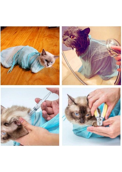 Mavi Standart Sürüm Ecomhunt Dropshipping Örgü Kedi Bakım Banyo Çantası Ayarlanabilir Kediler Yıkama Torbaları Pet Anti Scratch Isırık Kısıtlama (Yurt Dışından) fiyatları