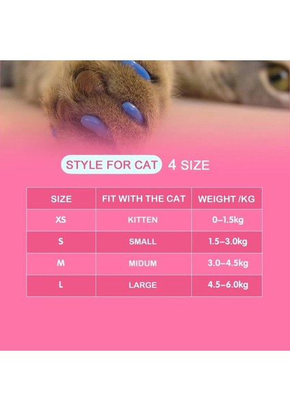 Şerit Xs 20 Adet/grup Moda Blister Kart Yumuşak Silikon Kedi Tırnak Kapakları Kedi Paw Pençe Pet Tırnak Koruyucu Yapışkan Tutkal ve Aplikatör ile (Yurt Dışından) fiyatları