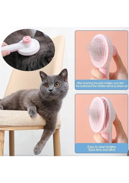 Gri 20X7.5 cm Kedi Tarak Kendi Kendini Temizleyen Slicker Fırça Köpek Kedi Saç Astarı Kaldırır Karışık Pet Saç Masaj Fırçası Kedi Aksesuarları (Yurt Dışından) fiyatları