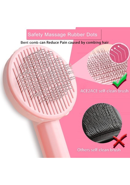 Gri 20X7.5 cm Kedi Tarak Kendi Kendini Temizleyen Slicker Fırça Köpek Kedi Saç Astarı Kaldırır Karışık Pet Saç Masaj Fırçası Kedi Aksesuarları (Yurt Dışından) fırsatları